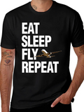 Eat Sleep Fly Repeat Aviation T-Shirt product image 1