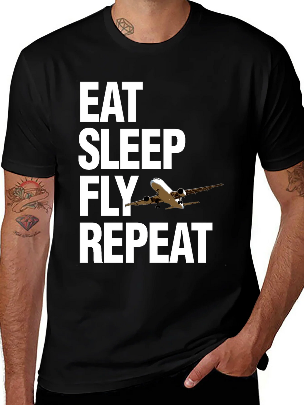 Eat Sleep Fly Repeat Aviation T-Shirt product image 1