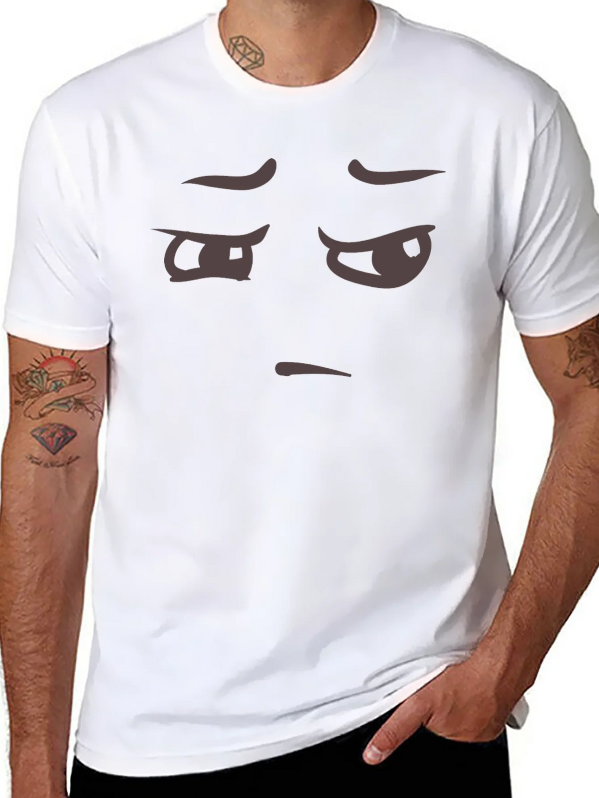 Skeptical Emoji Black T-Shirt product image 7