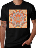 Black T-Shirt with Geometric Mandala Print product image 1