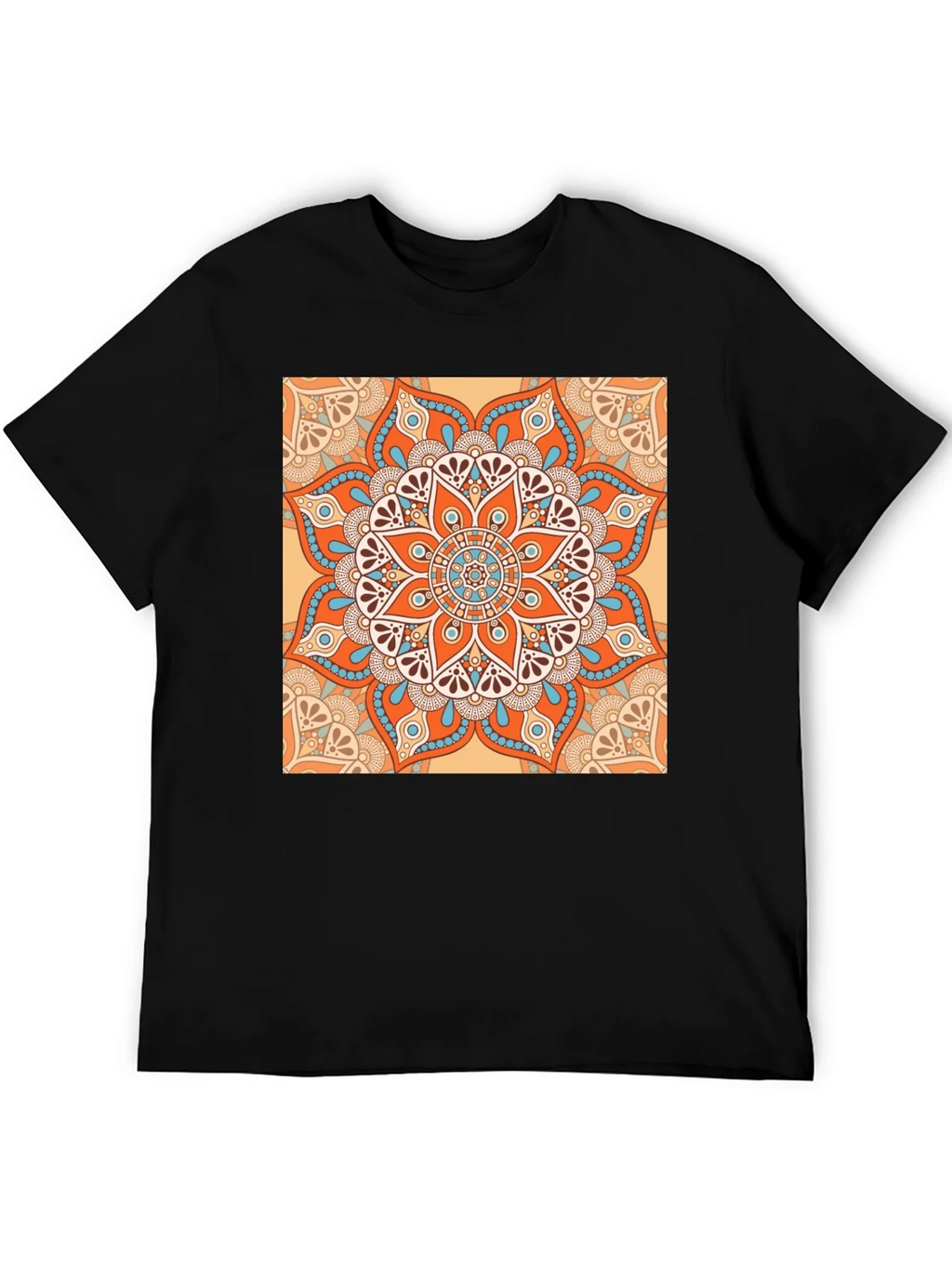 Black T-Shirt with Geometric Mandala Print product image 5