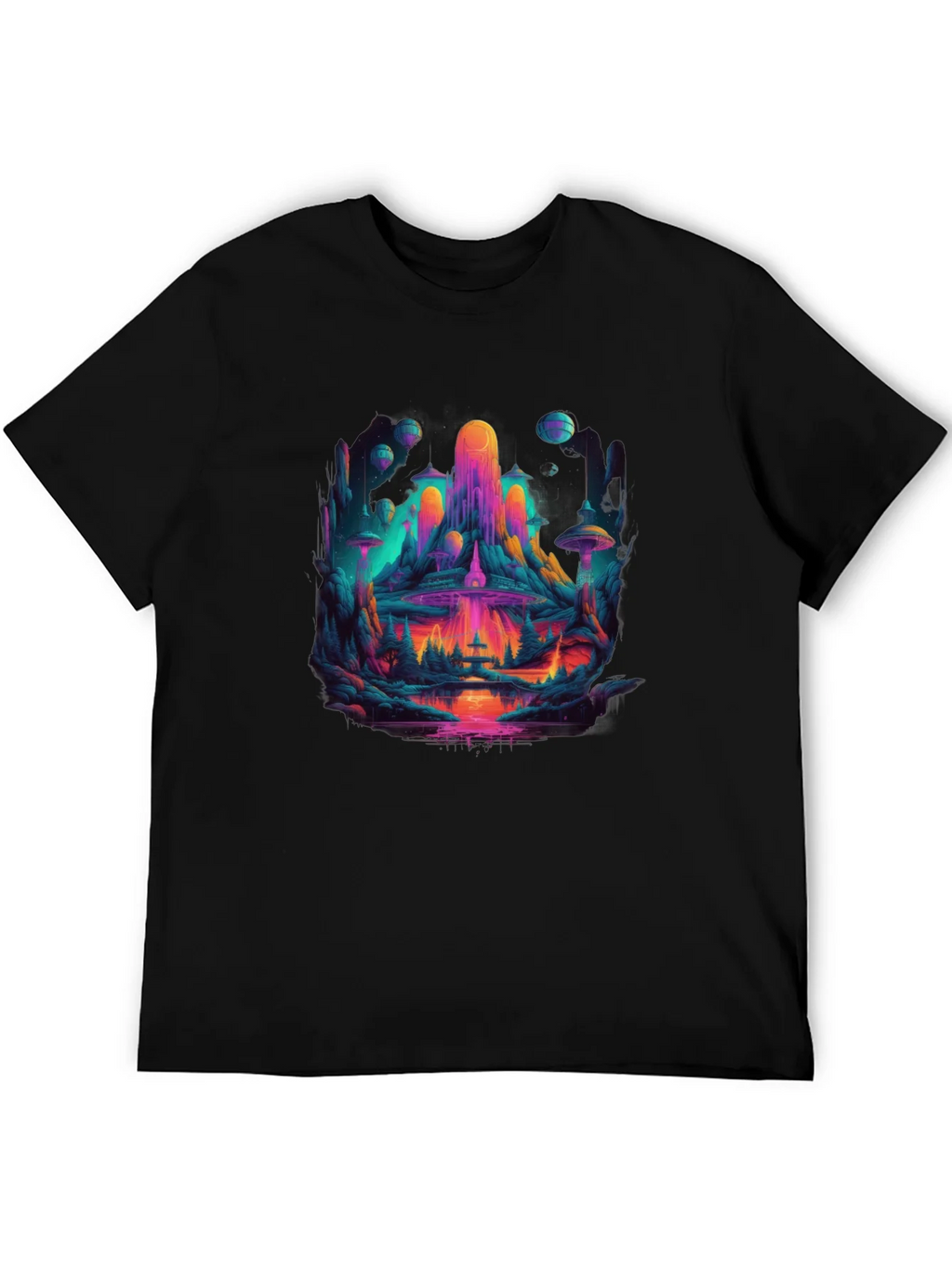 Vibrant Sci-Fi Landscape Graphic T-Shirt product image 5