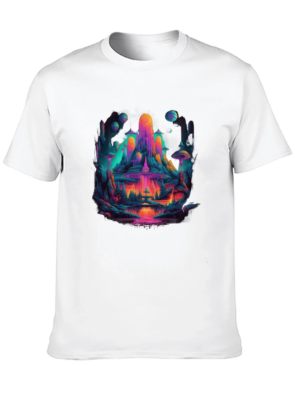 Vibrant Sci-Fi Landscape Graphic T-Shirt product image 9