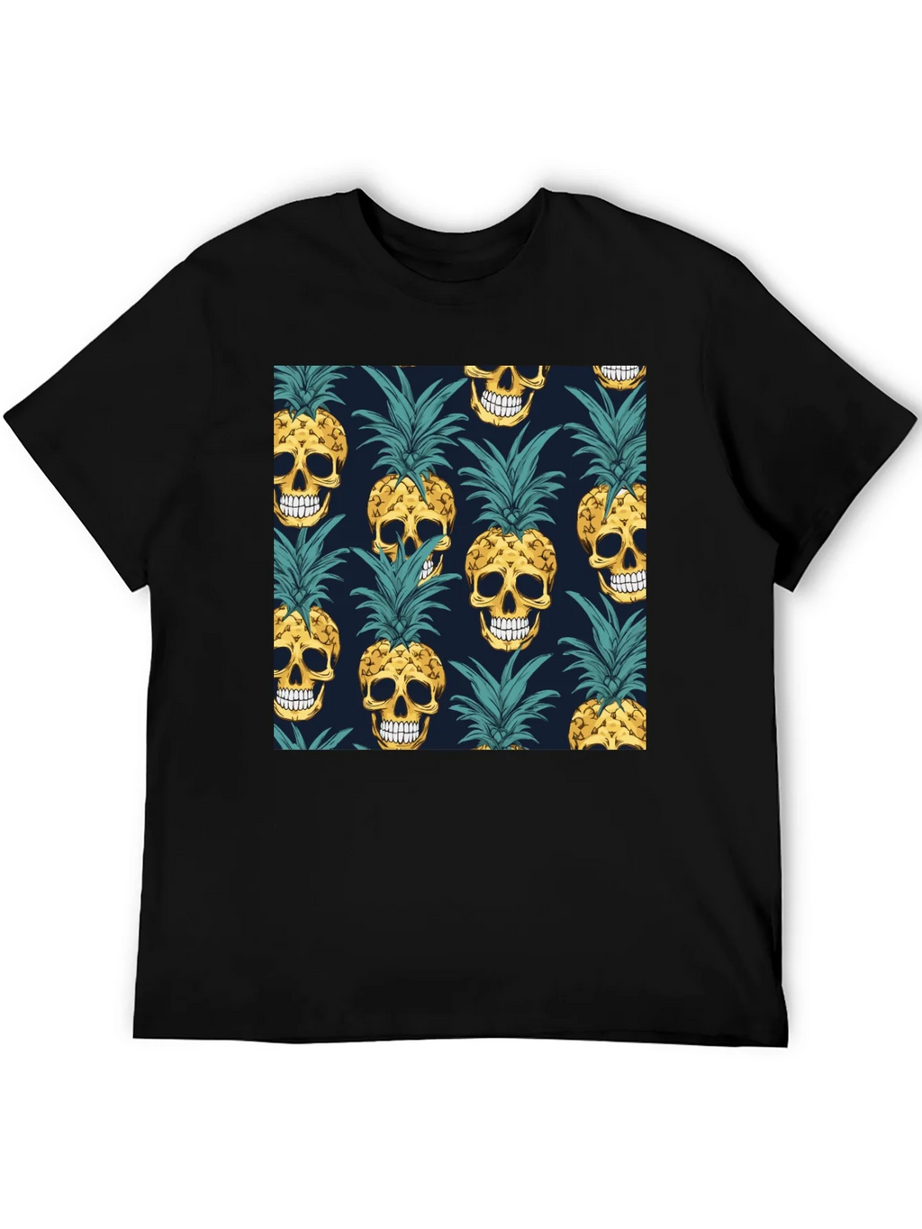 Skull Pineapple Print Black T-Shirt product image 5