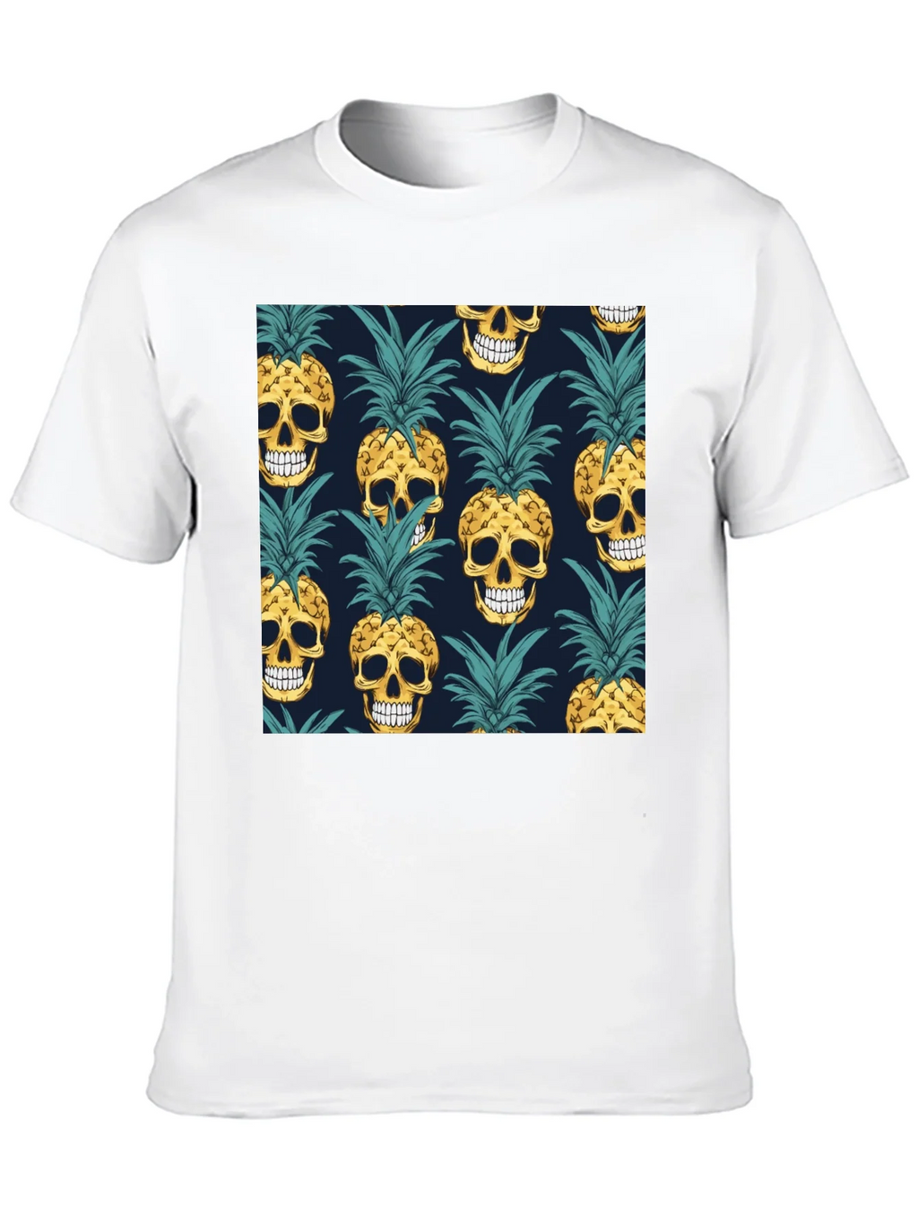 Skull Pineapple Print Black T-Shirt product image 9