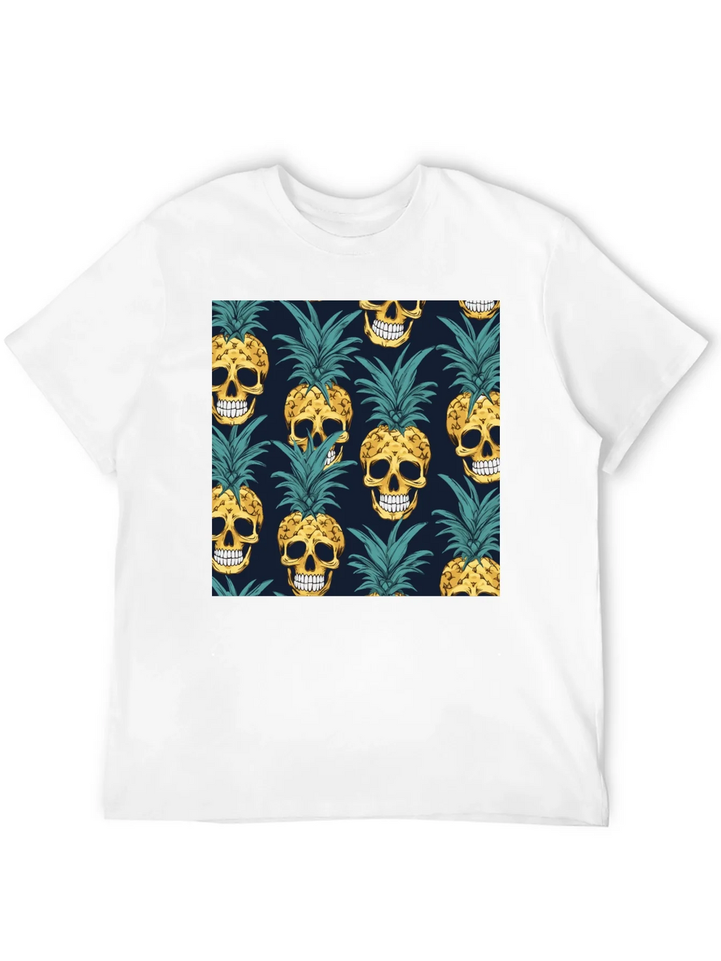 Skull Pineapple Print Black T-Shirt product image 11