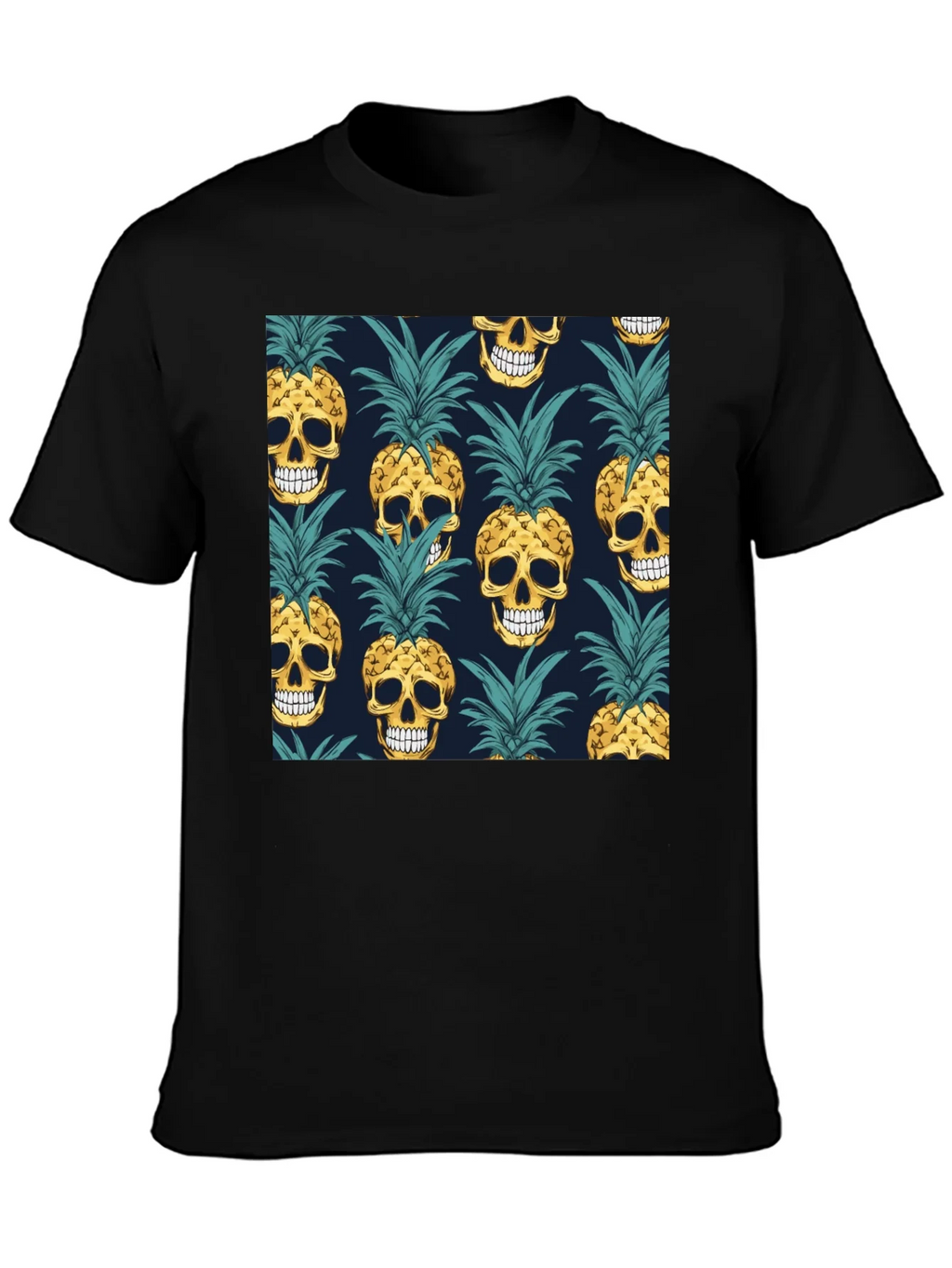 Skull Pineapple Print Black T-Shirt product image 3