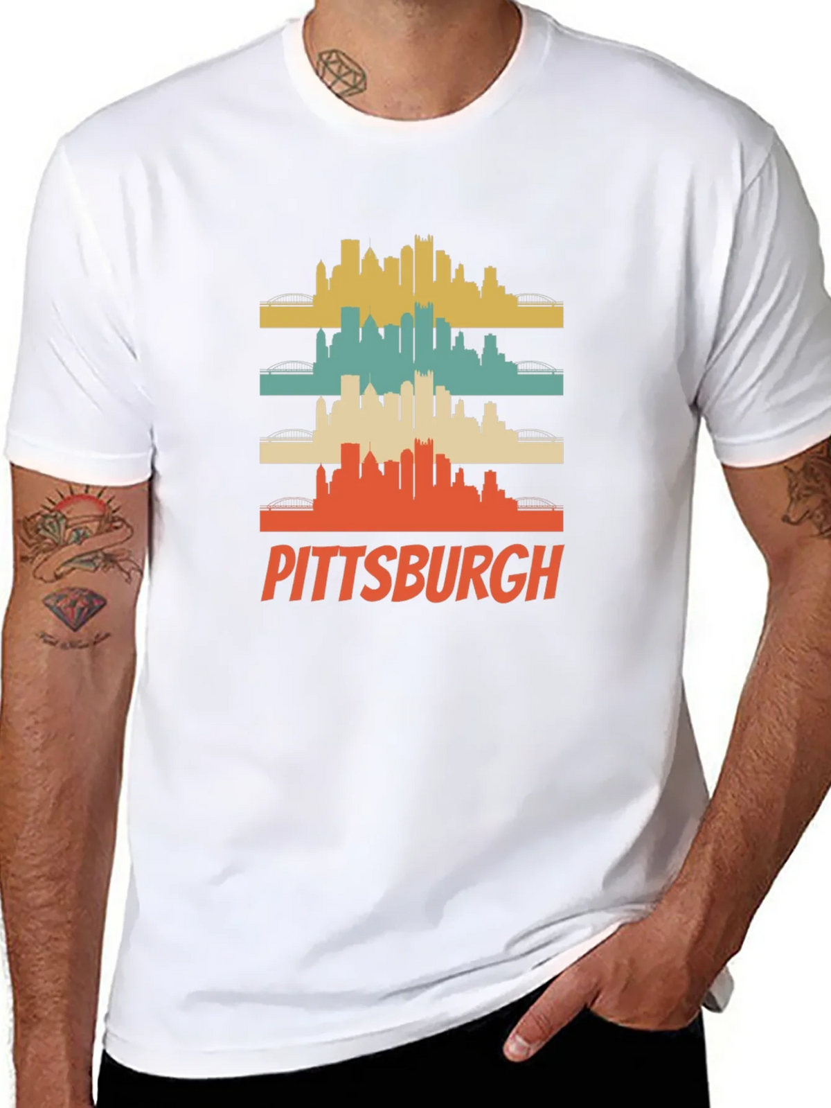 Pittsburgh Retro Skyline Graphic T-Shirt product image 5