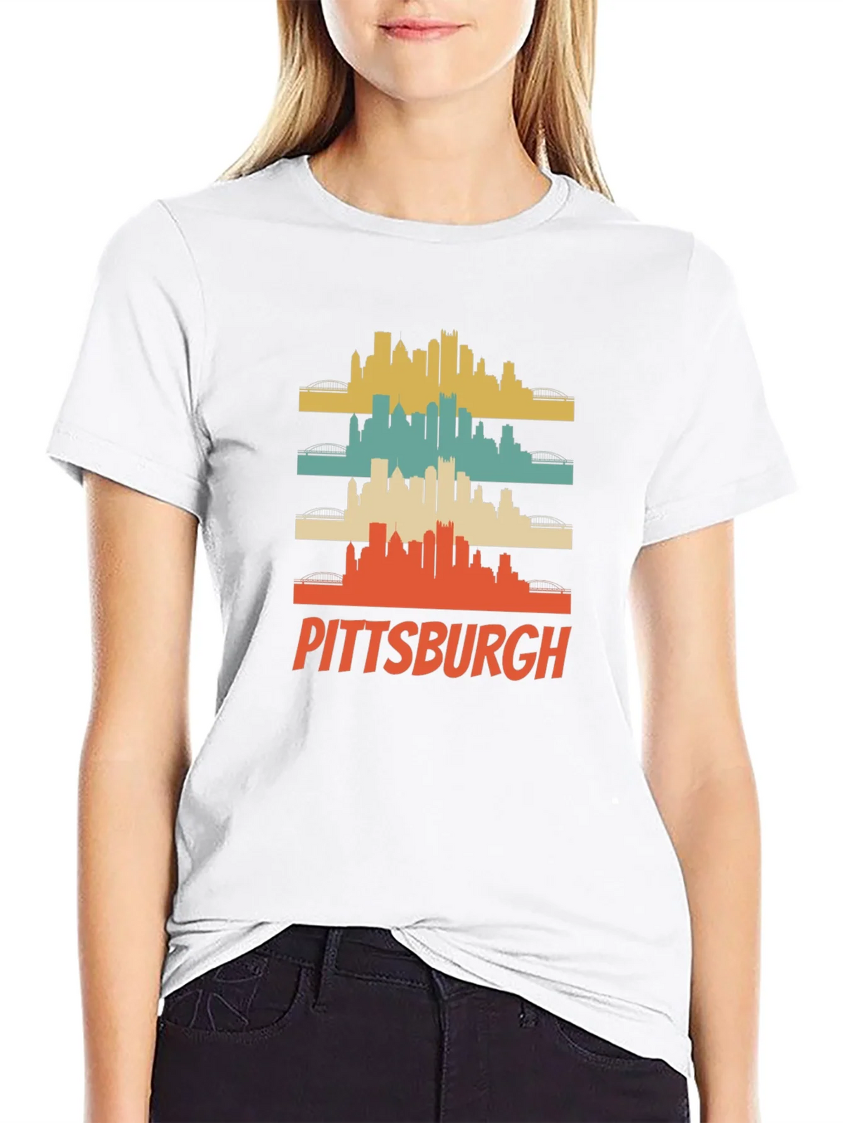 Pittsburgh Retro Skyline Graphic T-Shirt product image 6