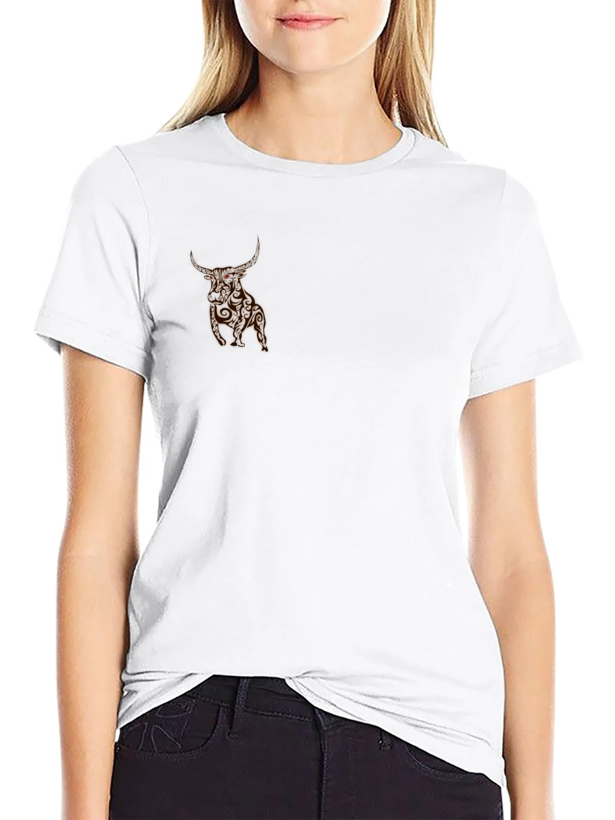 Mens Black T-Shirt with Bull Graphic product image 8