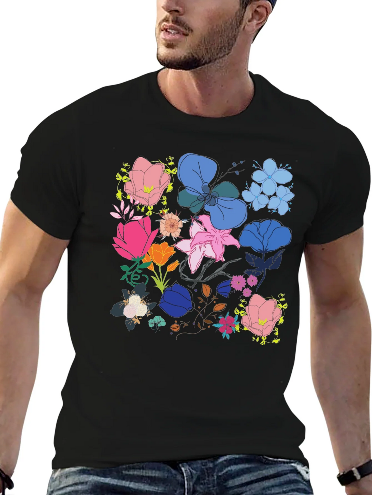 Floral Print Graphic Tee - Black product image 6