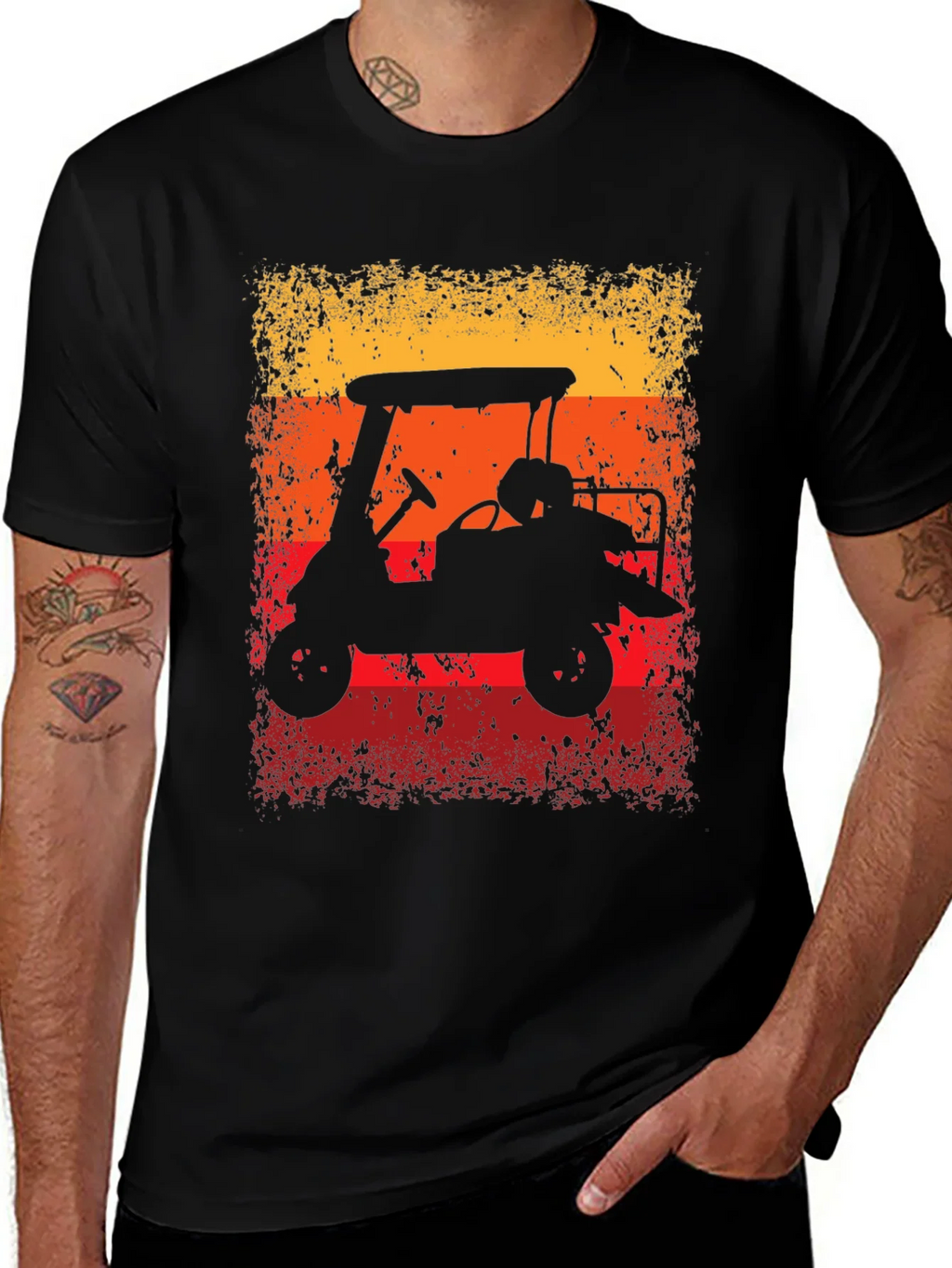 Retro Golf Cart Sunset Graphic Tee product image 1