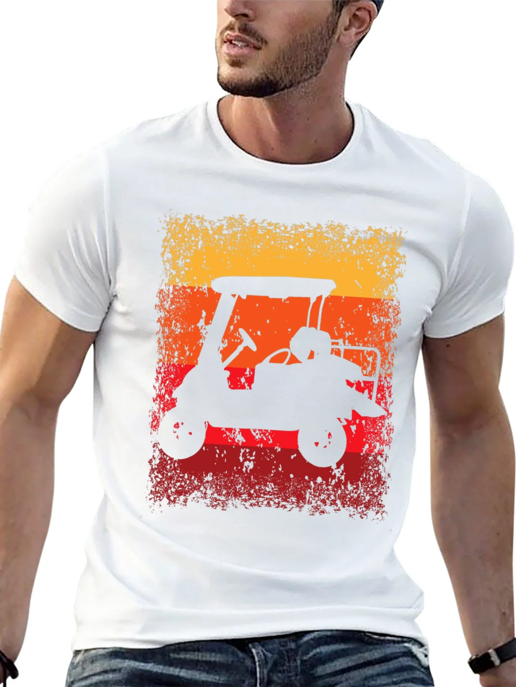 Retro Golf Cart Sunset Graphic Tee product image 12