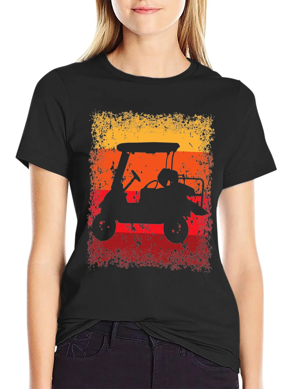 Retro Golf Cart Sunset Graphic Tee product image 2