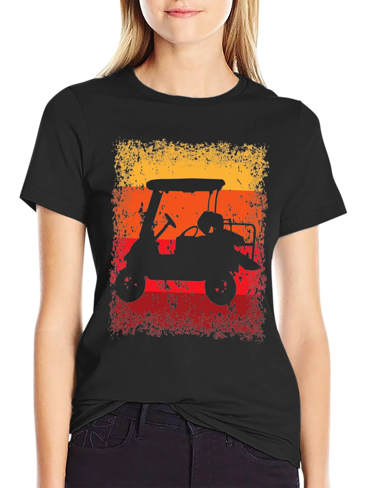 Retro Golf Cart Sunset Graphic Tee product image 2