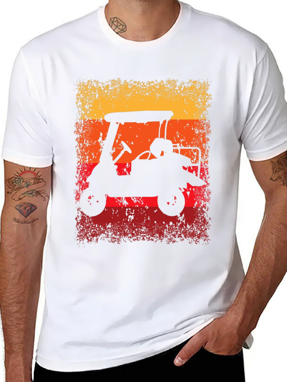 Retro Golf Cart Sunset Graphic Tee product image 7