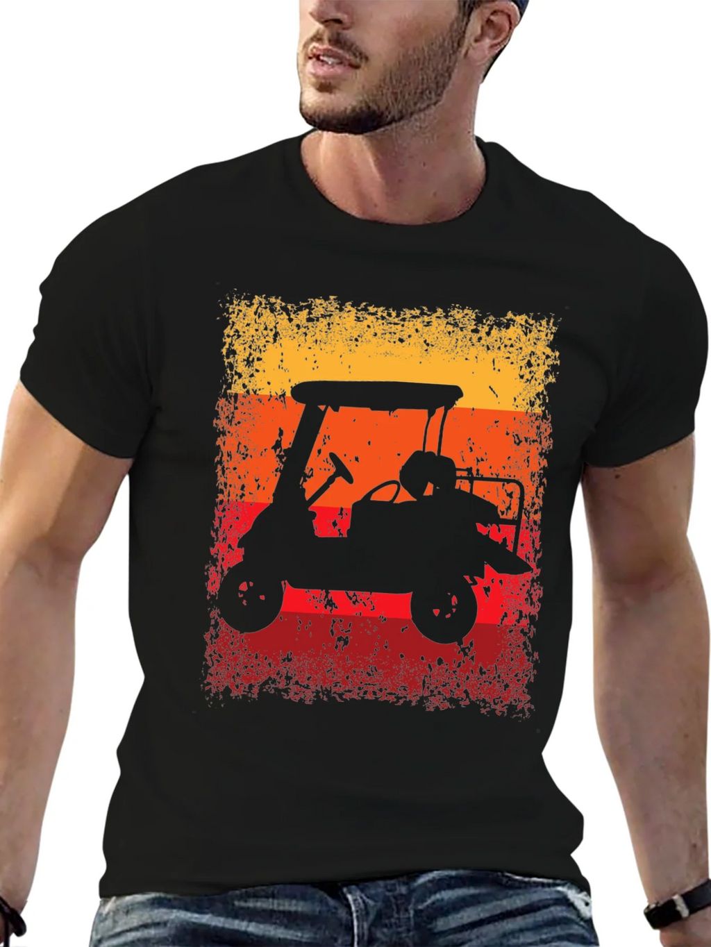 Retro Golf Cart Sunset Graphic Tee product image 6