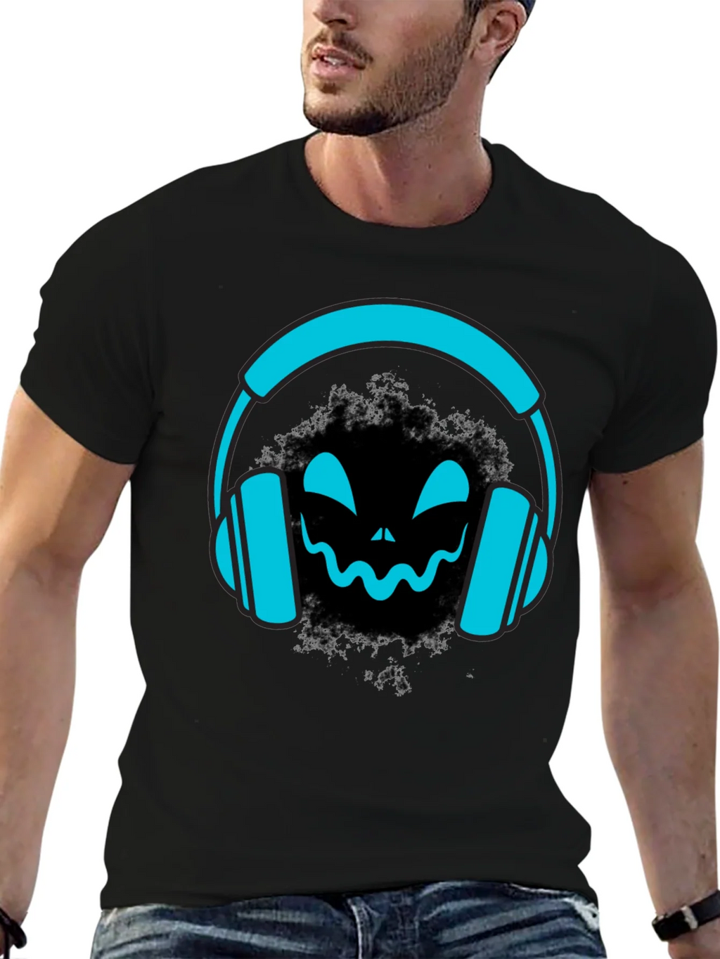 DJ Headphone Halloween Black T-Shirt product image 3