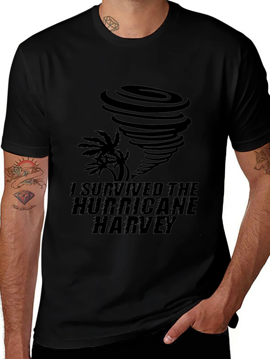 I Survived Hurricane Harvey Black T-Shirt product image 1