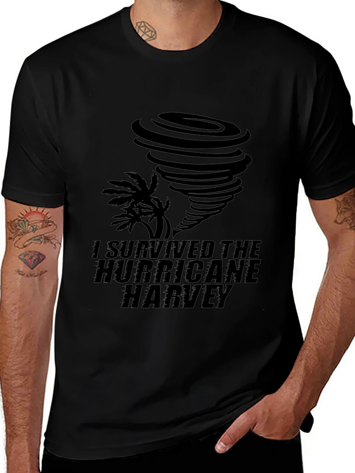 I Survived Hurricane Harvey Black T-Shirt product image 1