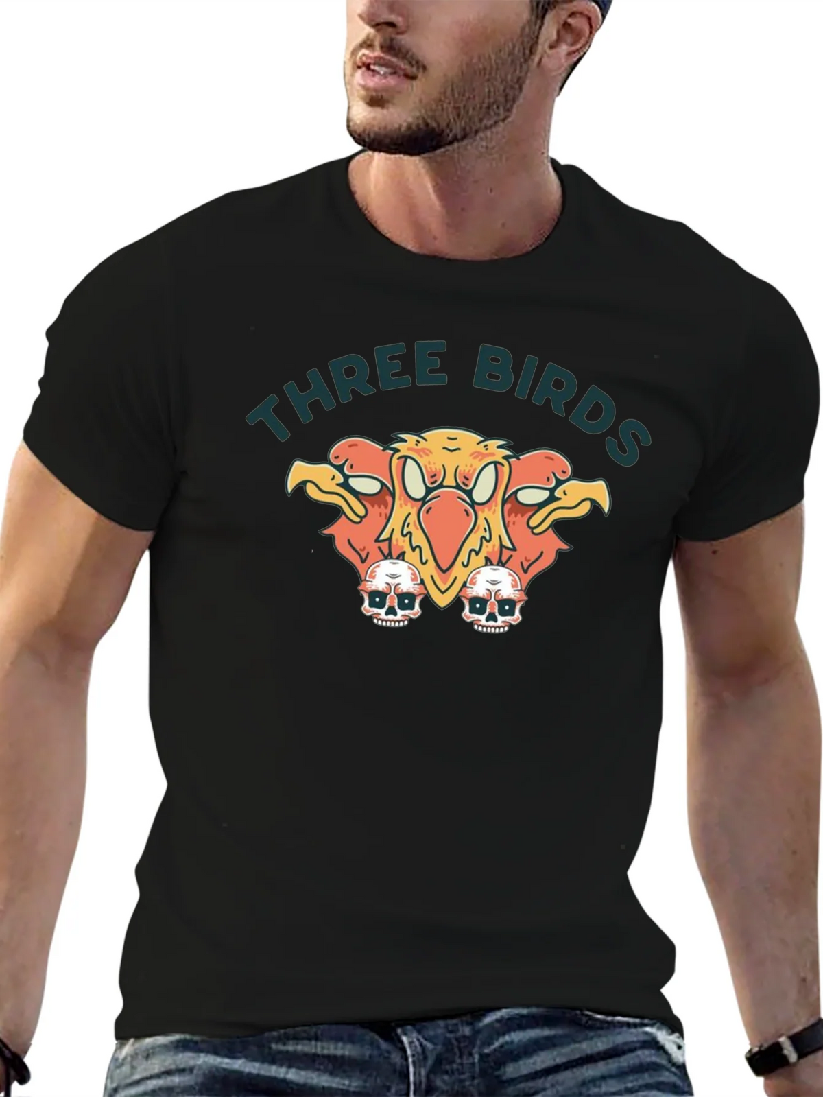 Three Birds Graphic Print Black T-Shirt product image 5