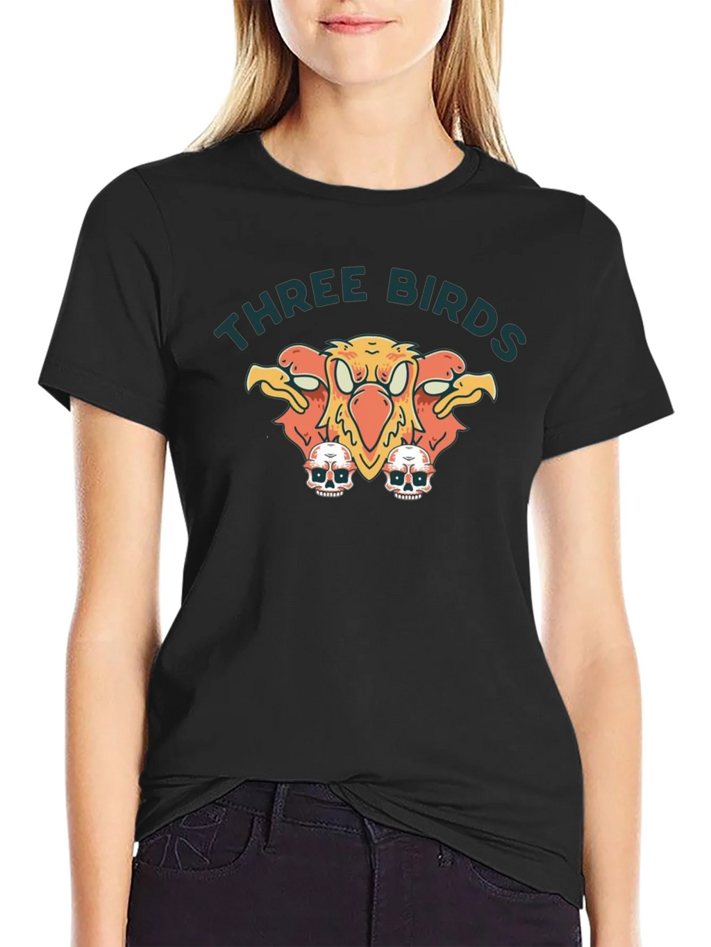 Three Birds Graphic Print Black T-Shirt product image 2