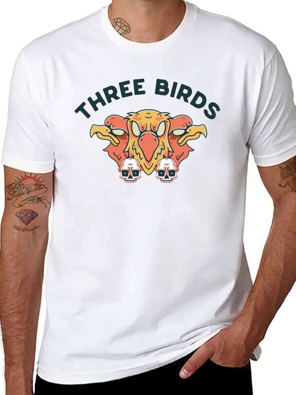 Three Birds Graphic Print Black T-Shirt product image 6