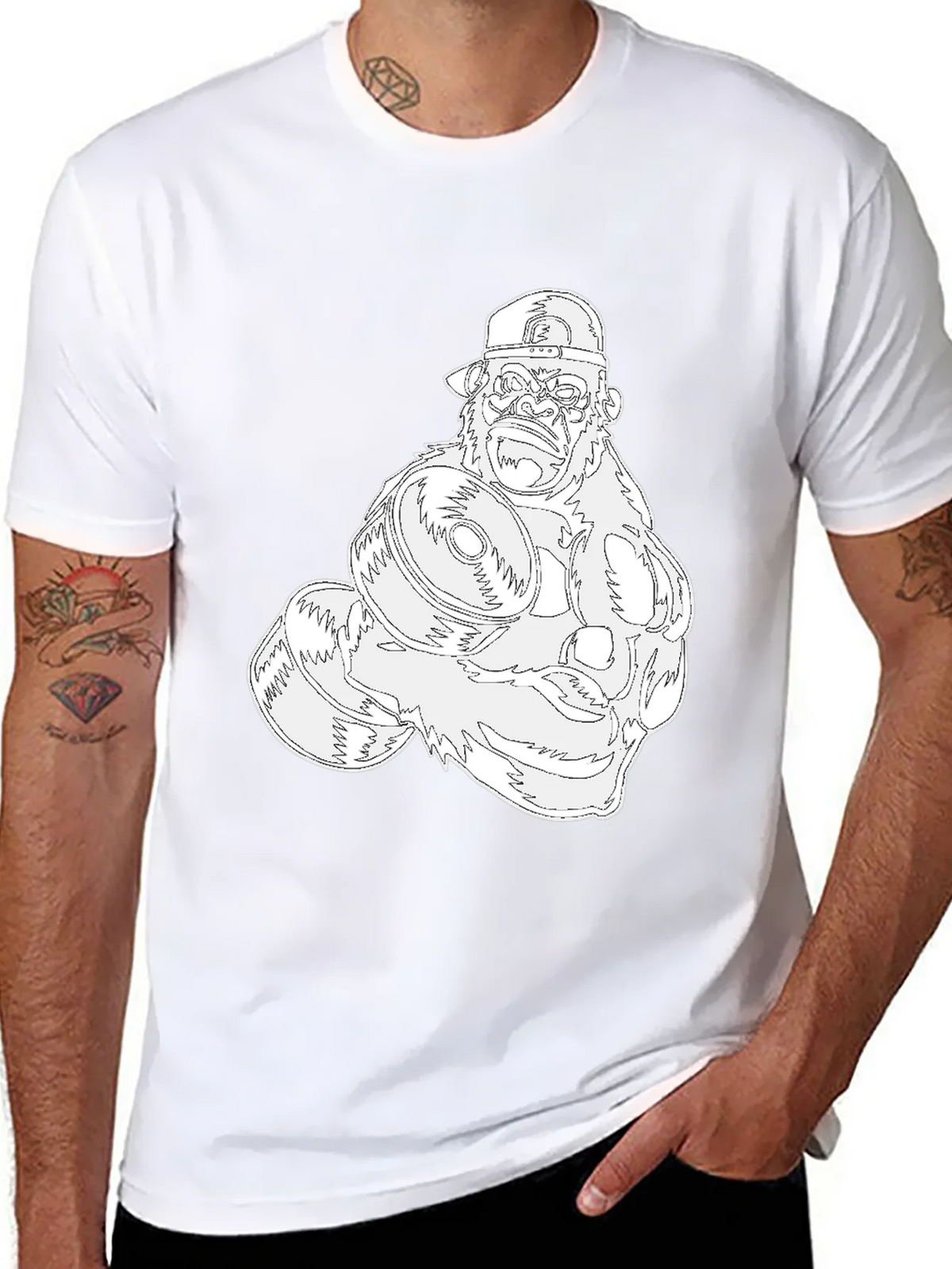 Gorilla Gym Tee: Black Cotton Fitness Shirt product image 7
