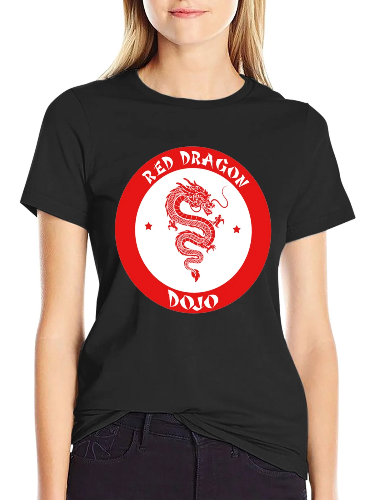 Red Dragon Dojo Black T-Shirt Martial Arts Graphic Tee product image 2