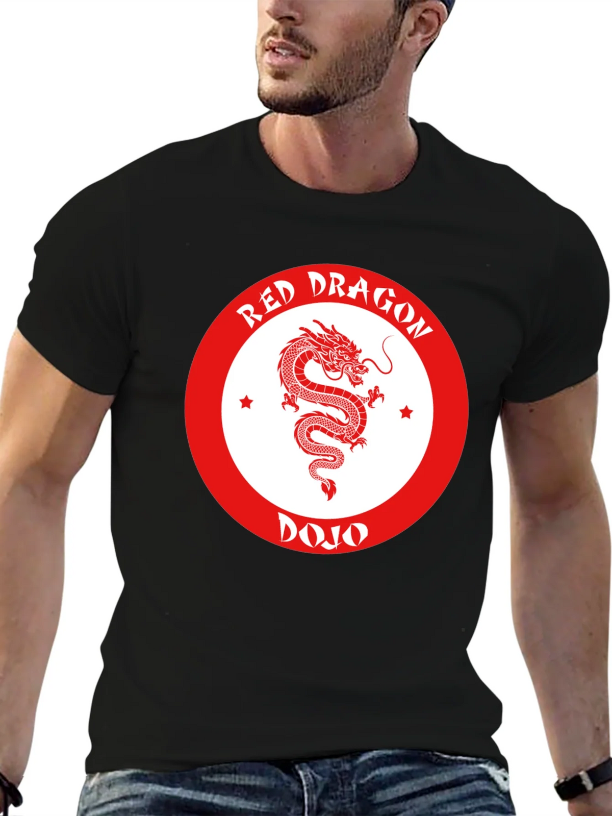Red Dragon Dojo Black T-Shirt Martial Arts Graphic Tee product image 6