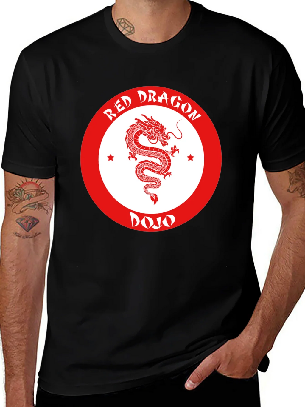 Red Dragon Dojo Black T-Shirt Martial Arts Graphic Tee product image 1