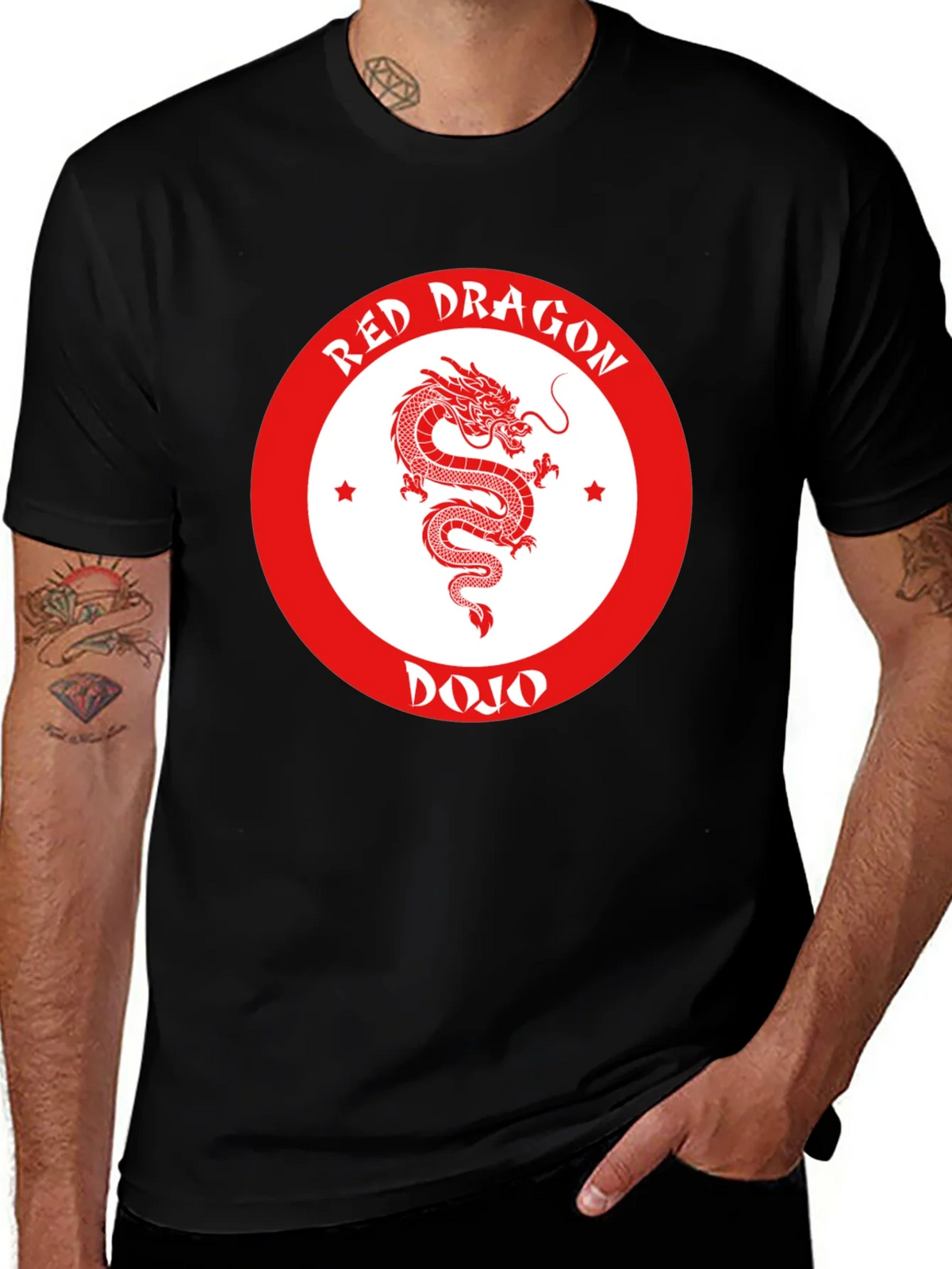 Red Dragon Dojo Black T-Shirt Martial Arts Graphic Tee product image 1