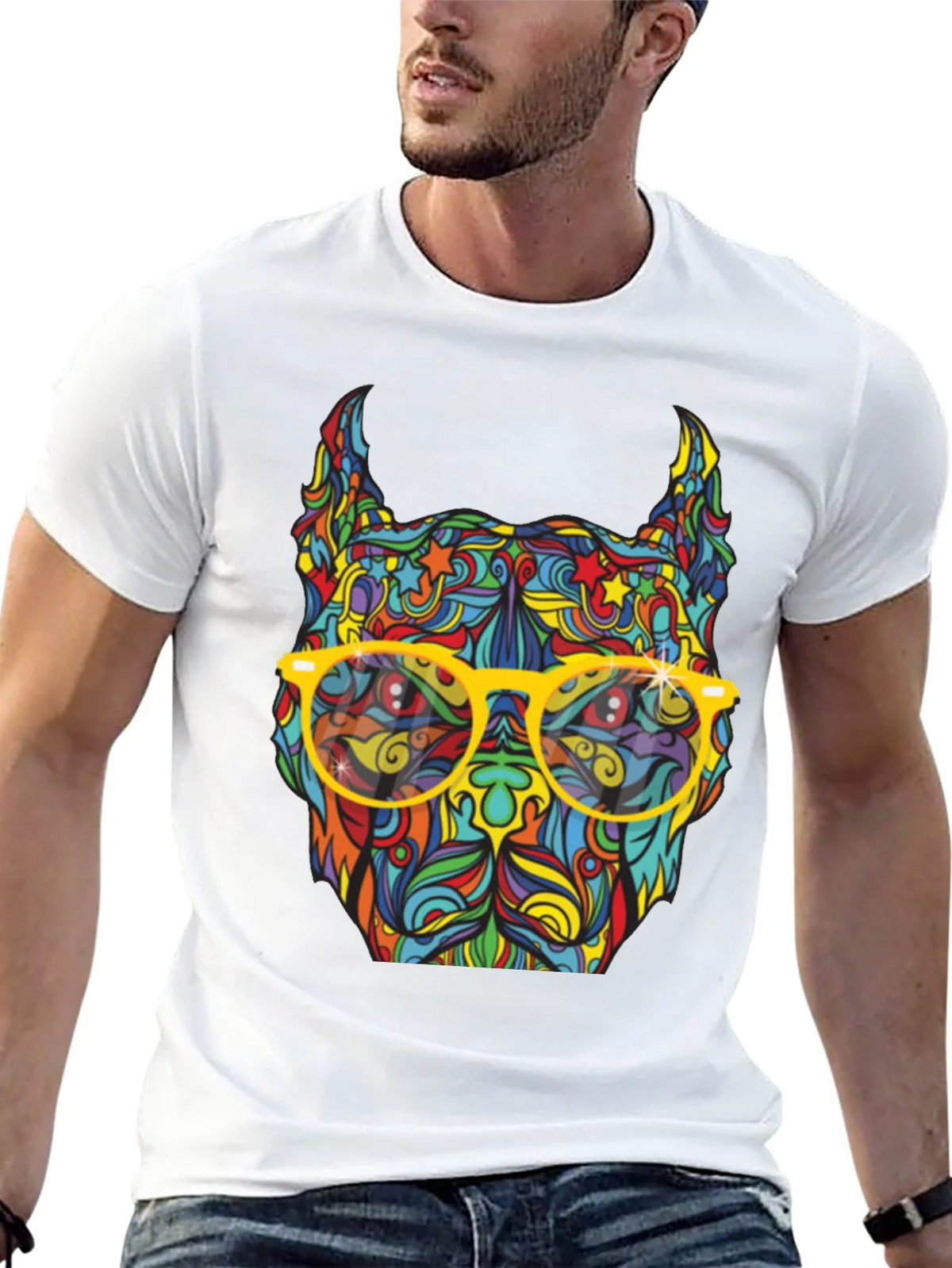 Colorful Pitbull Graphic T-Shirt product image 12