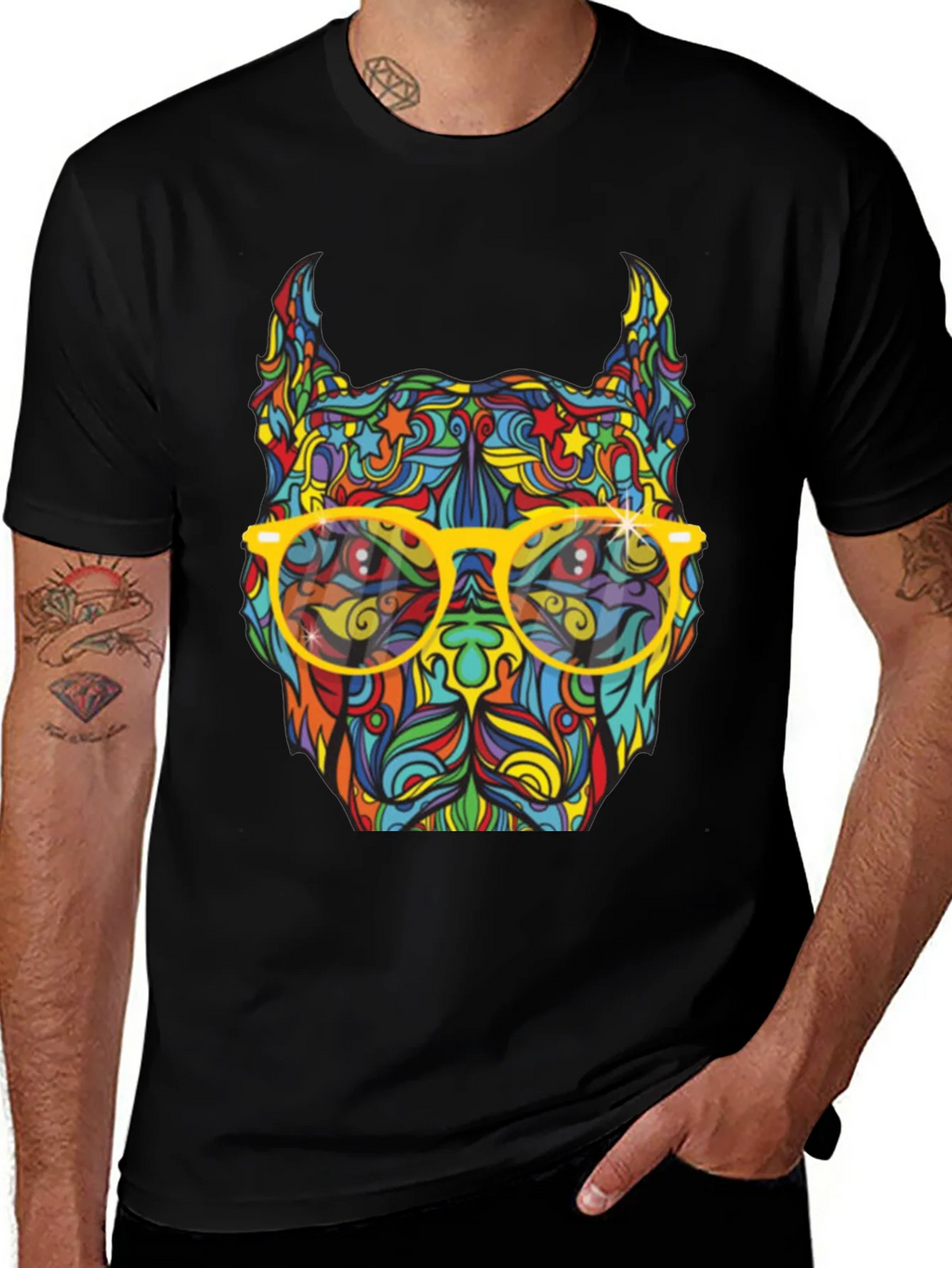 Colorful Pitbull Graphic T-Shirt product image 1