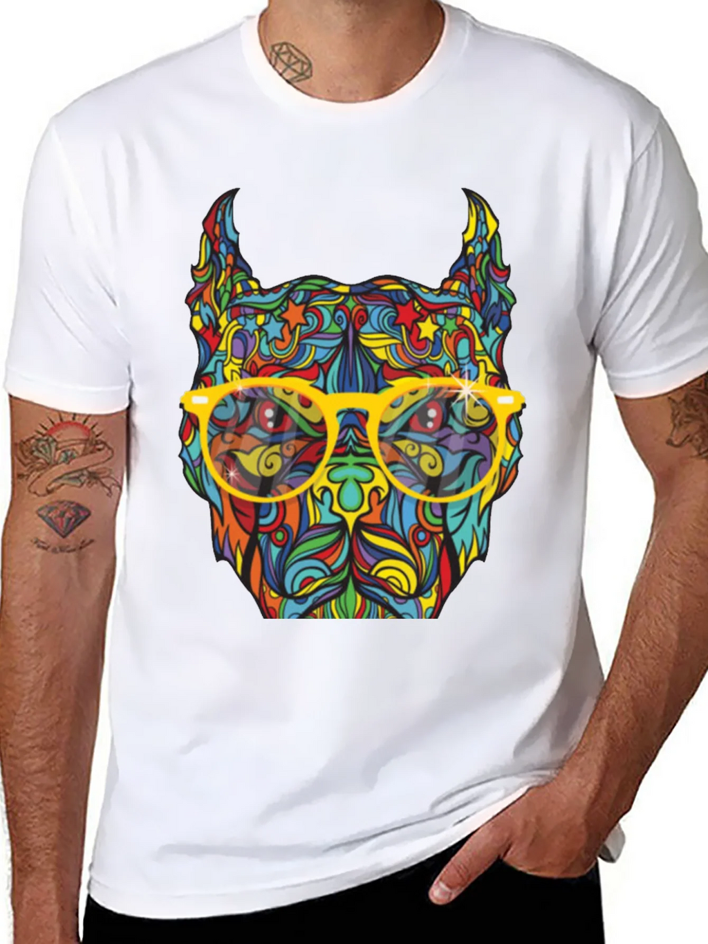 Colorful Pitbull Graphic T-Shirt product image 7