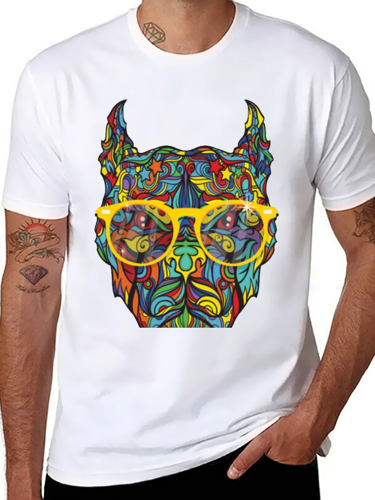 Colorful Pitbull Graphic T-Shirt product image 7