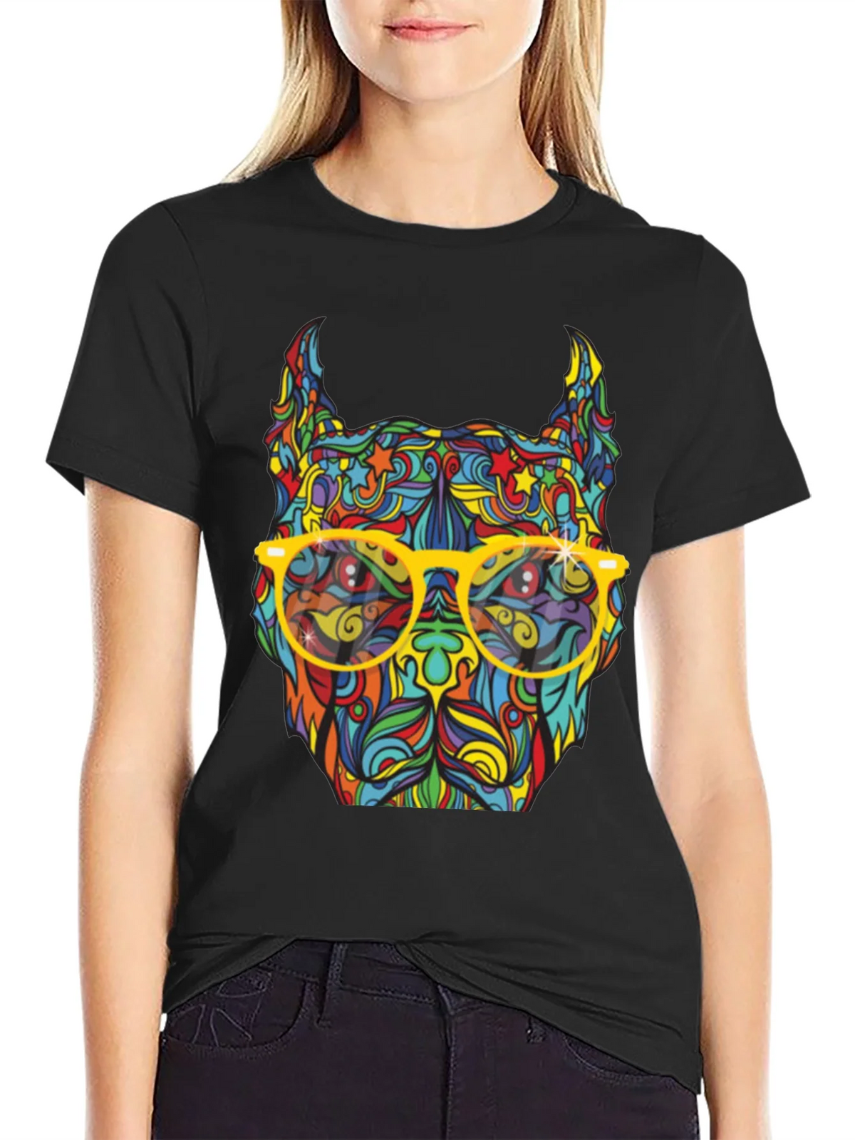 Colorful Pitbull Graphic T-Shirt product image 2