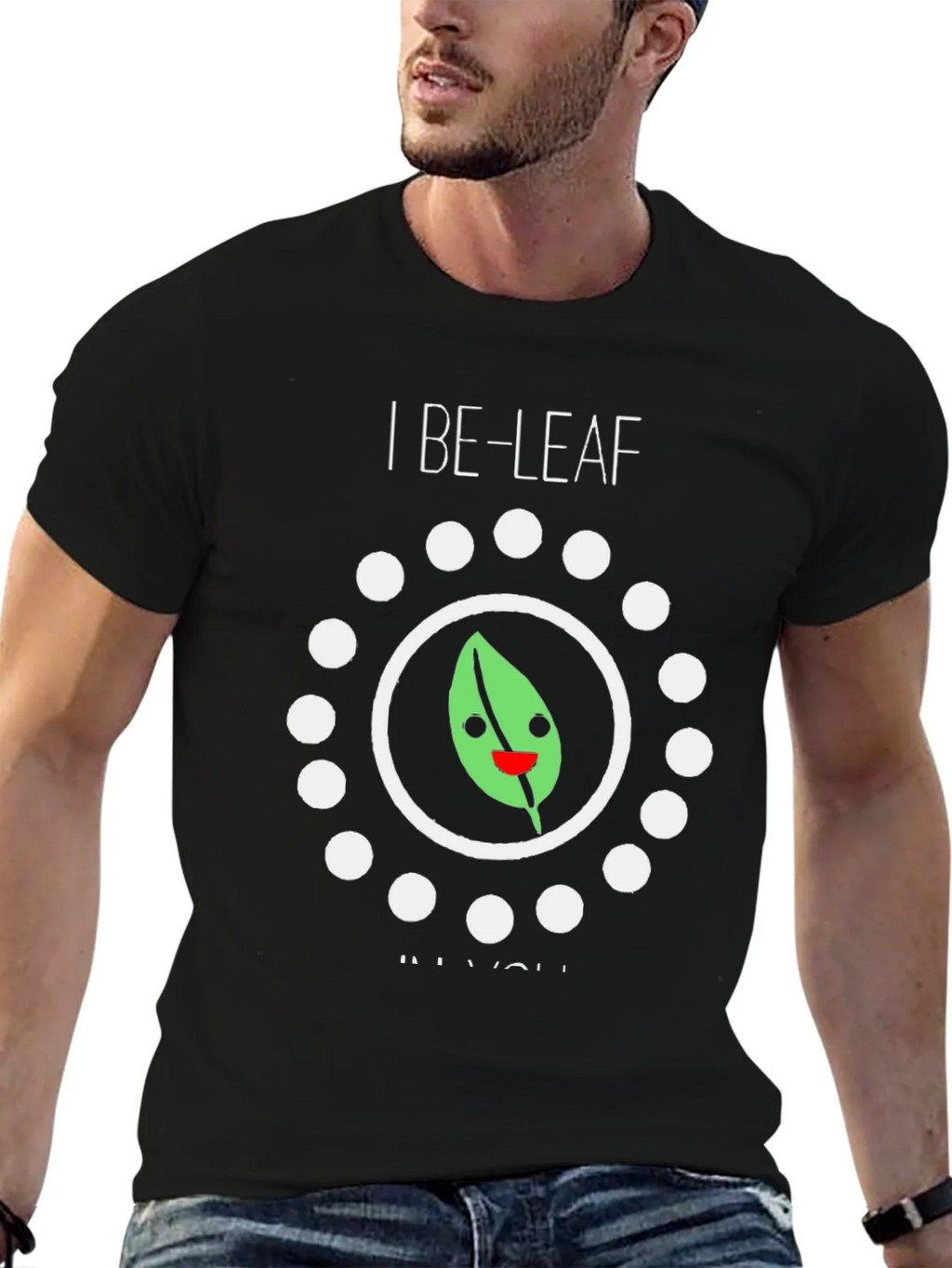 I Be-Leaf In You Graphic Tee - Black Cotton T-Shirt product image 6