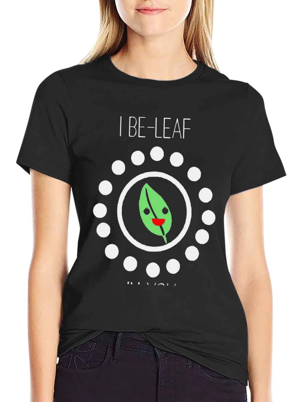 I Be-Leaf In You Graphic Tee - Black Cotton T-Shirt product image 2