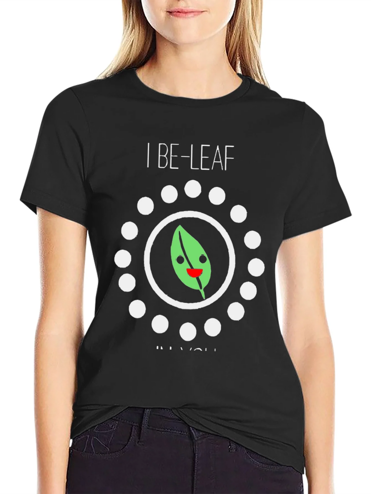 I Be-Leaf In You Graphic Tee - Black Cotton T-Shirt product image 2