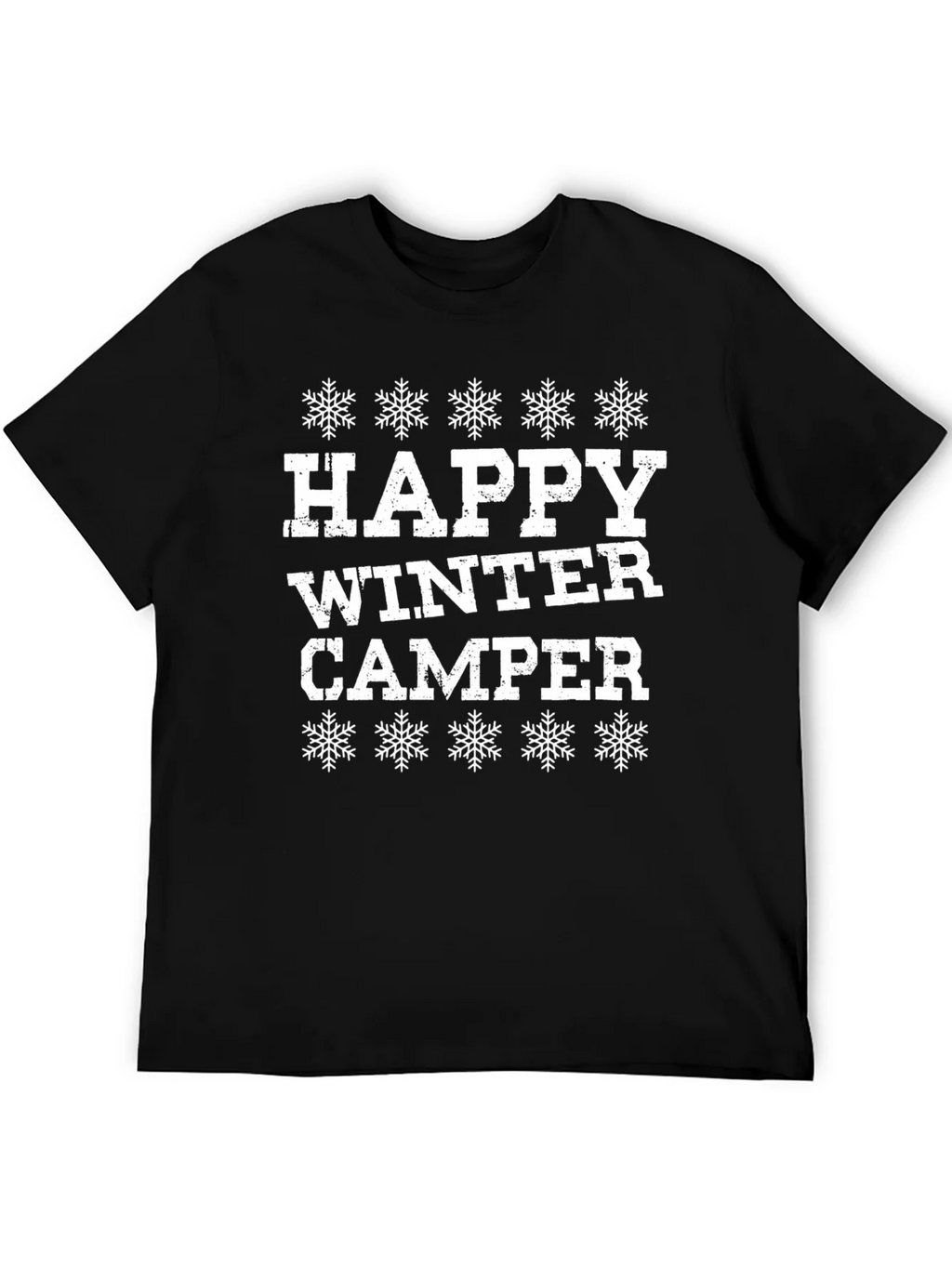 Happy Winter Camper Black Graphic T-Shirt product image 5