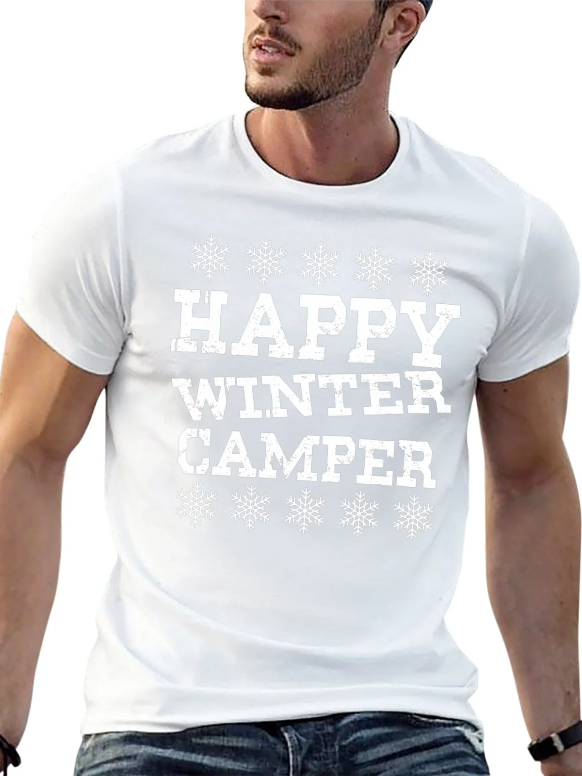 Happy Winter Camper Black Graphic T-Shirt product image 11