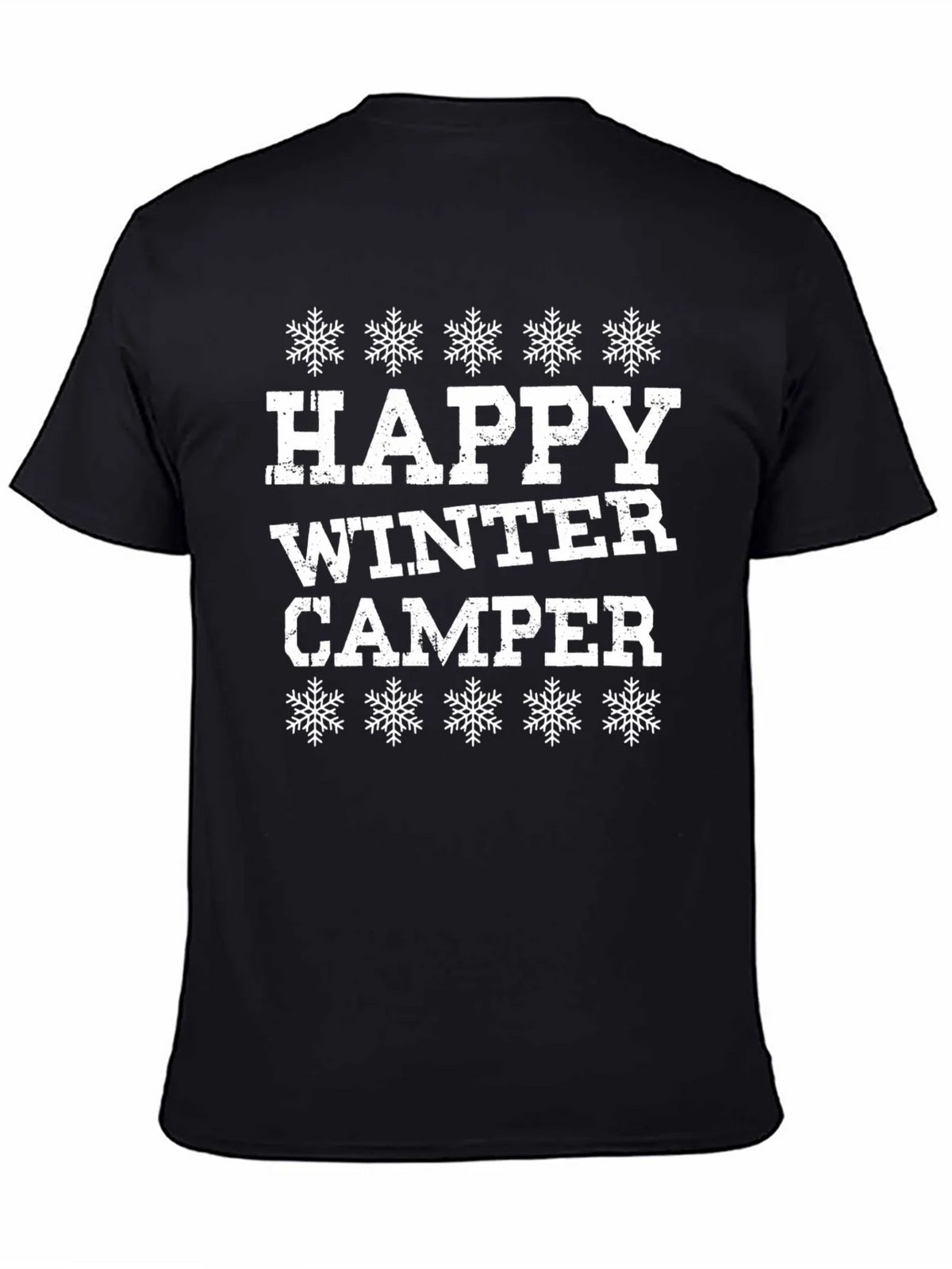 Happy Winter Camper Black Graphic T-Shirt product image 4