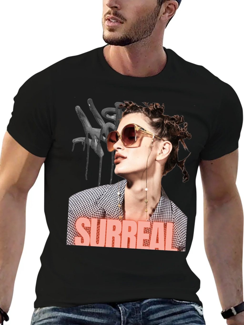 Surreal Woman Graphic T-Shirt - Black product image 6