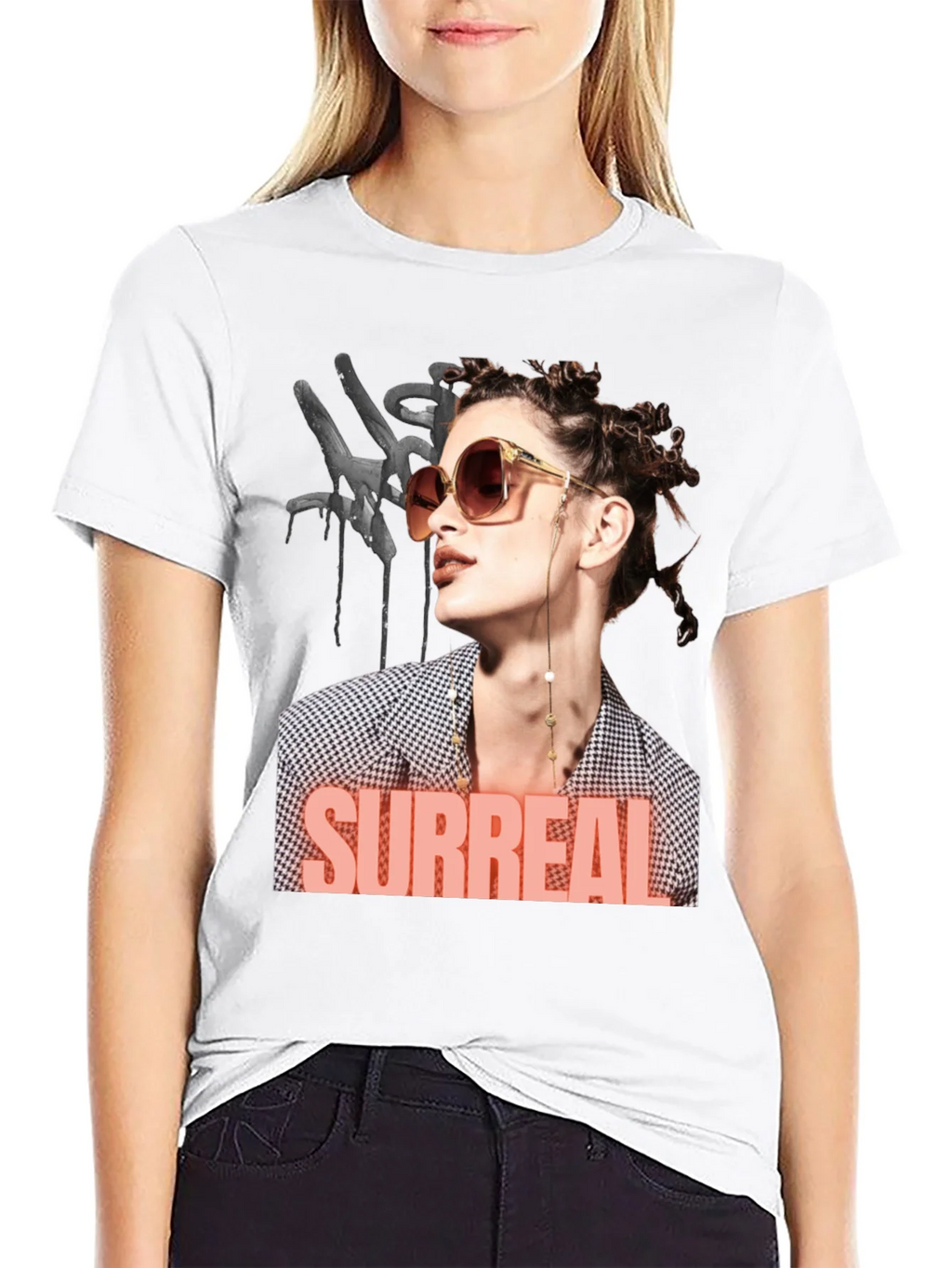 Surreal Woman Graphic T-Shirt - Black product image 8
