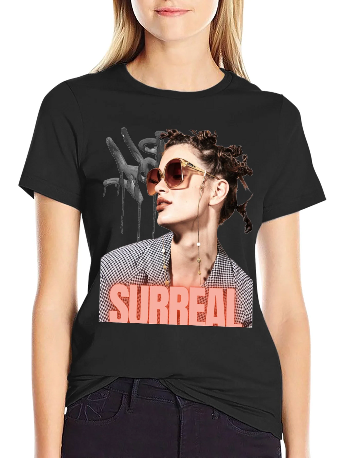 Surreal Woman Graphic T-Shirt - Black product image 2