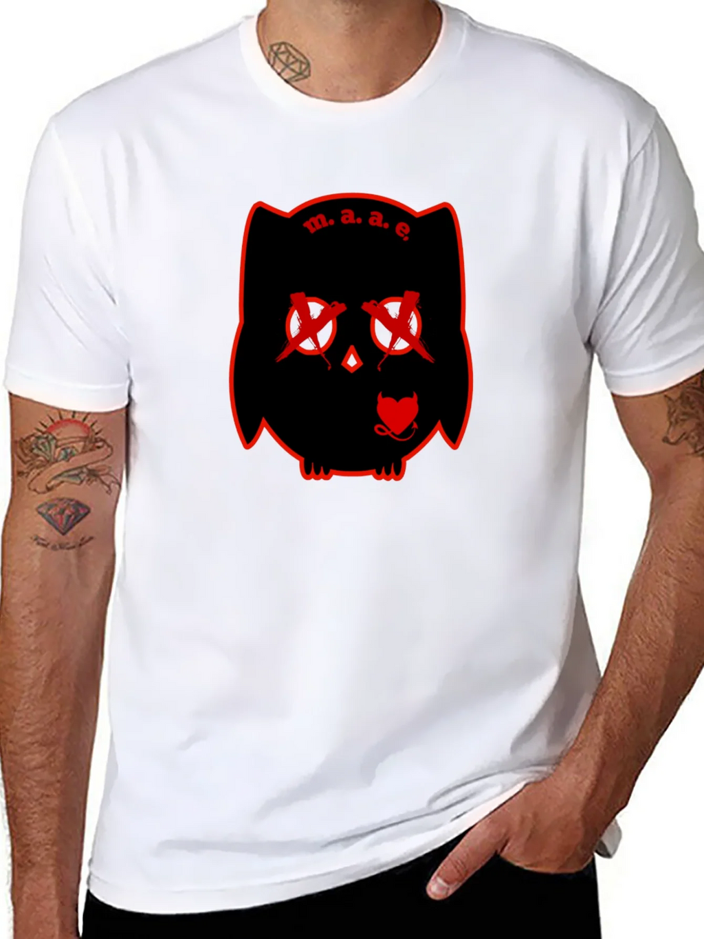 M.A.E. Owl Graphic Print Black T-Shirt product image 7