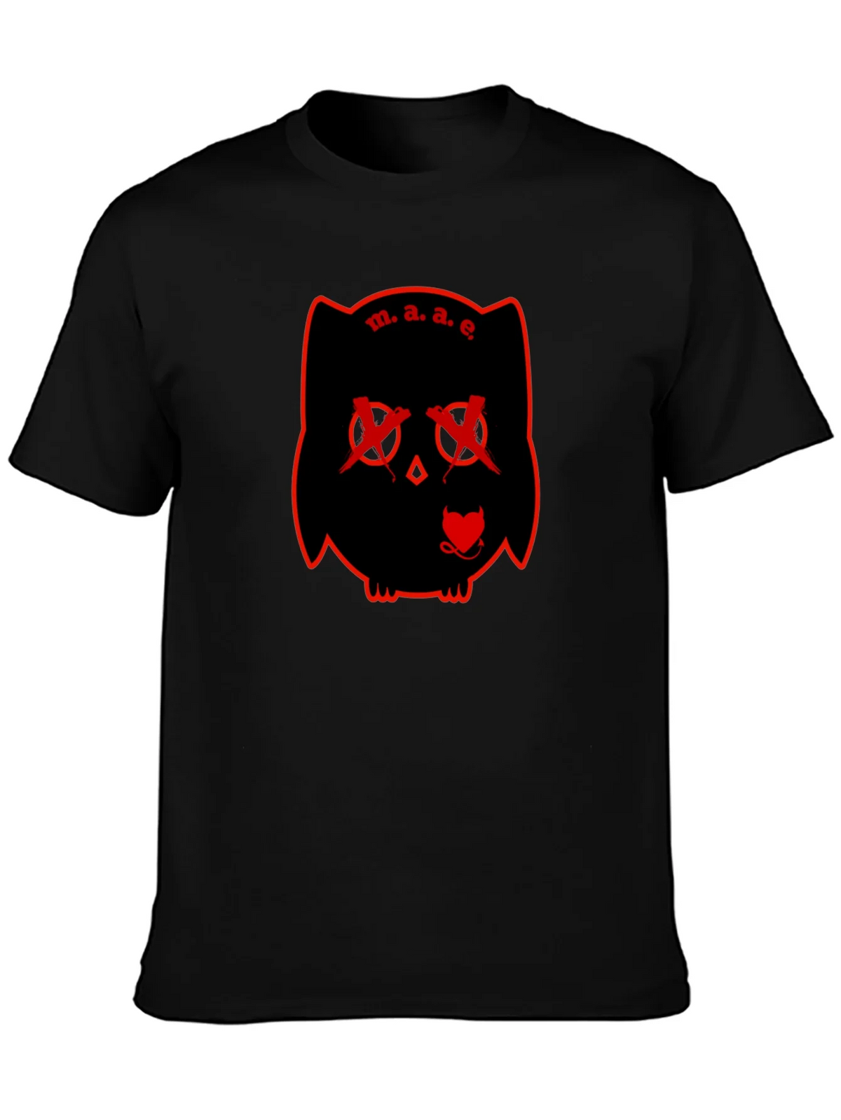 M.A.E. Owl Graphic Print Black T-Shirt product image 3