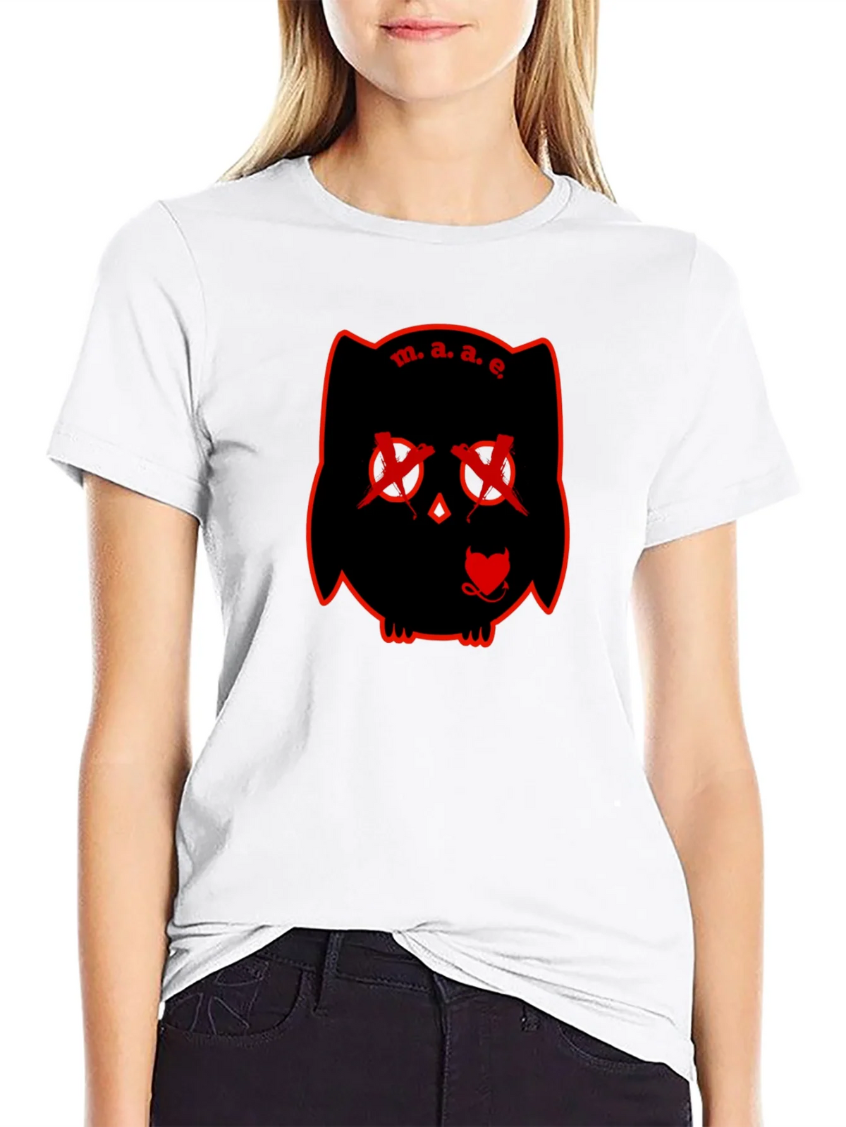 M.A.E. Owl Graphic Print Black T-Shirt product image 8