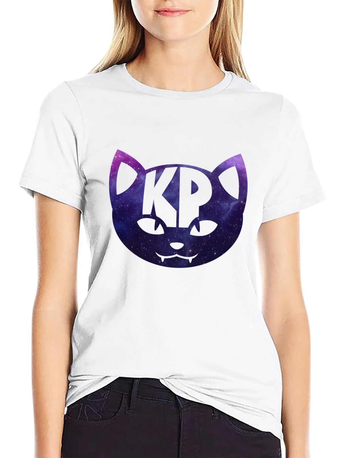 Cosmic Cat KP Black T-Shirt - Galaxy Kitty Design product image 8